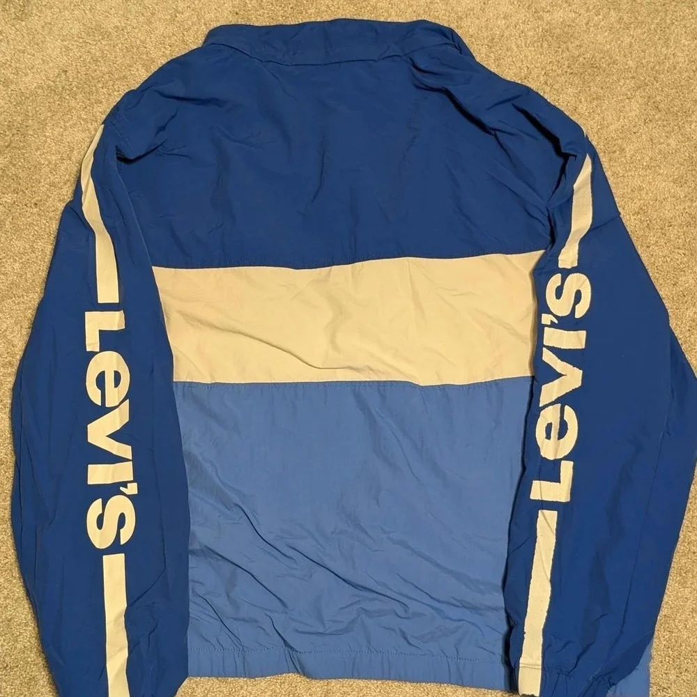 Levi's Windbreaker Jacket Mens XXL Blue Colorblock Logo Sleeve Full Zip‎